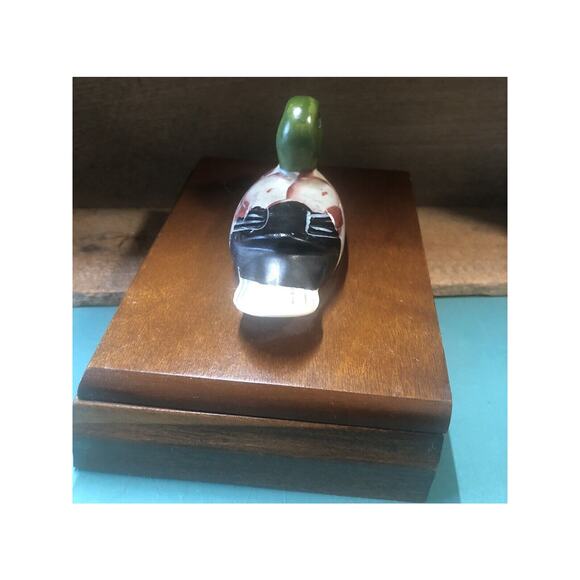 Mallard Duck Decoy Wood Box Double Card Deck Holder 1982 Men’s Christmas Gift  - Picture 5 of 7